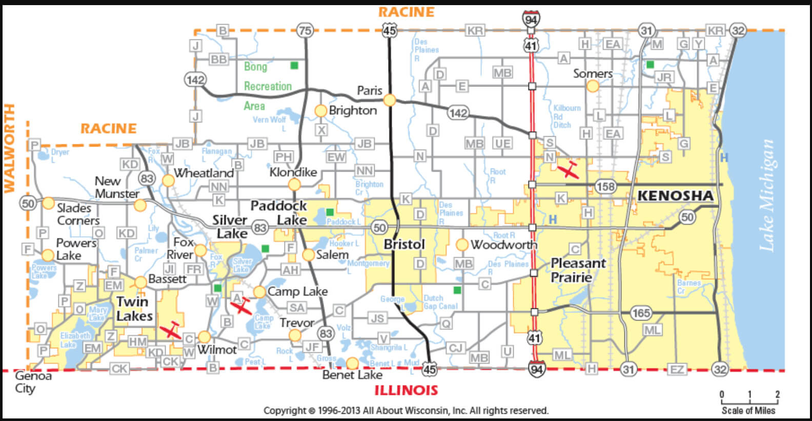 Kenosha Street Map - Wisconsin